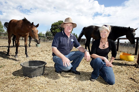 Colin and Janice McKenna, pictured in 2008, at the Union Homestead at Woolsthorpe. 