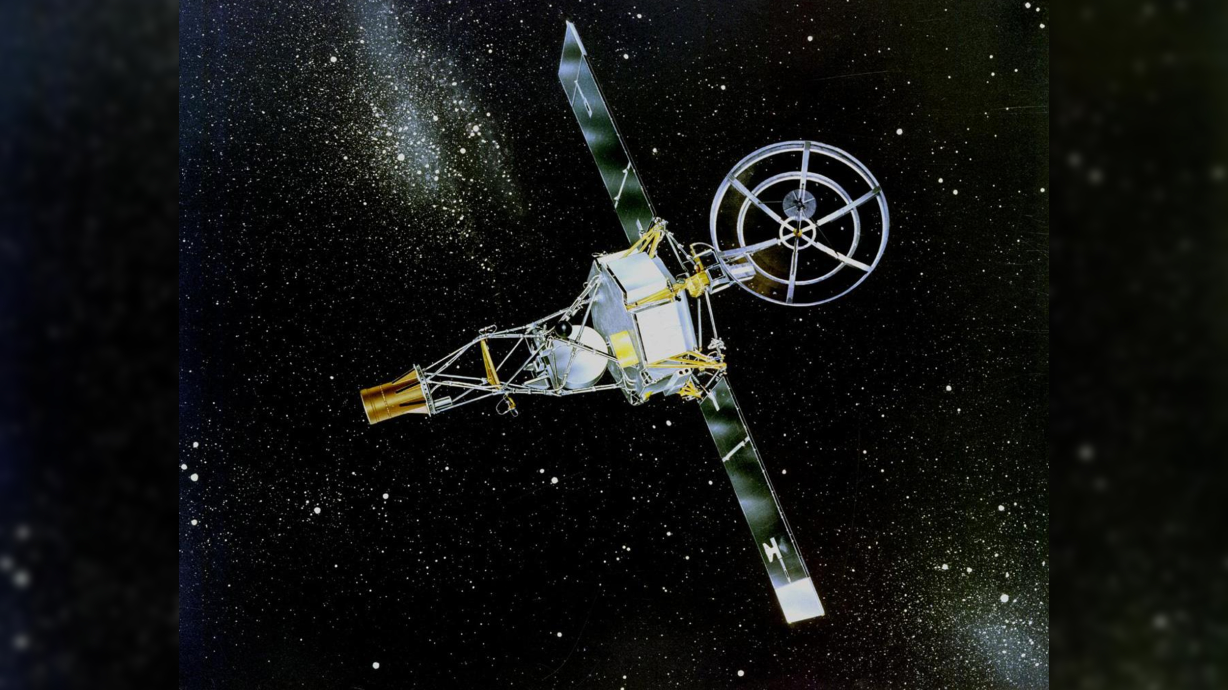 NASA's Mariner 2 spacecraft on a starry background in an illustration