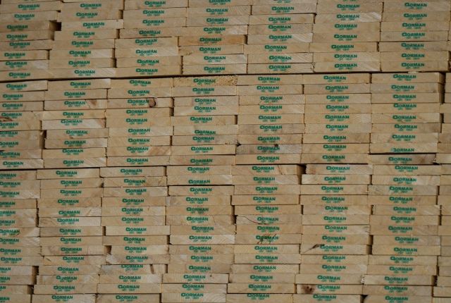 Lumber awaiting shipment is seen stacked at the Gorman Brothers Lumber sawmill, in West Kelowna, B.C., on Tuesday, August 5, 2025. THE CANADIAN PRESS/Darryl Dyck