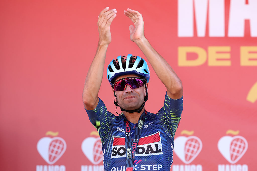 GRANADA, SPAIN - SEPTEMBER 13: Mikel Landa of Spain and Team Soudal Quick-Step prior to the La Vuelta - 81st Tour of Spain 2026, Stage 21 a 112km stage from Granada to Granada / #UCIWT / on September 13, 2026 in Granada, Spain. (Photo by Alexander Hassenstein/Getty Images)