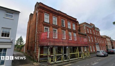The Museum of Farnham with scaffolding outside.