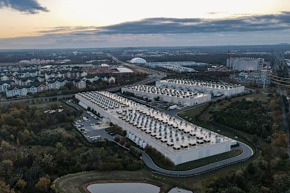An Amazon data centre, part of data centre alley, in Ashburn, Virginia.