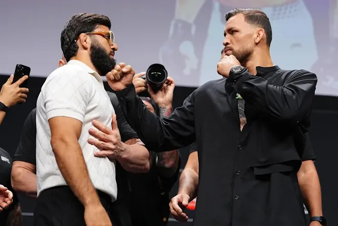 Arman Tsarukyan vs. Mauricio Ruffy, UFC 331 on-sale press conference faceoff