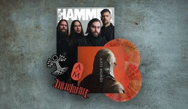 Imminence magazine cover, plus a red vinyl album and stickers featuring various logos