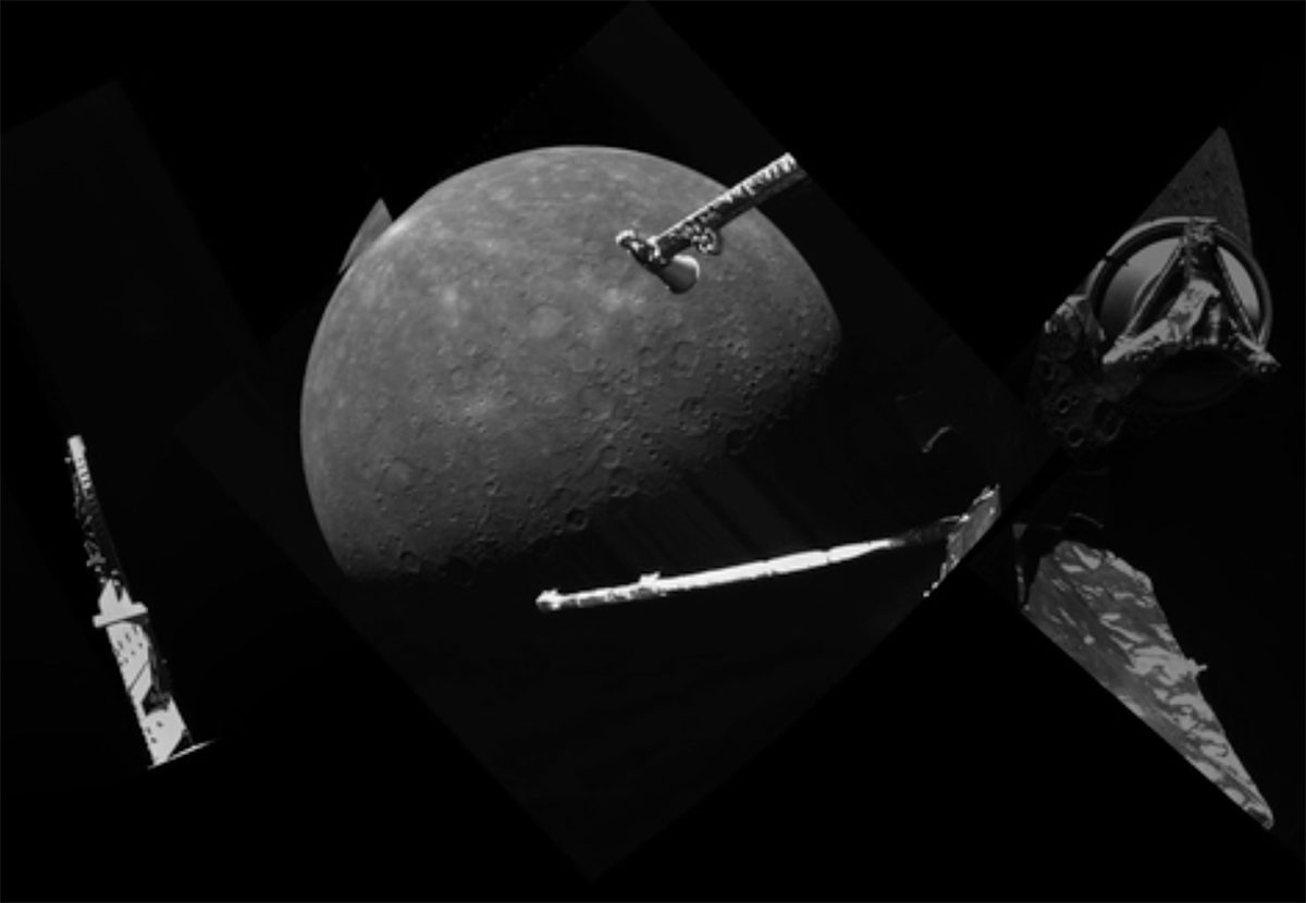 Still from a video showing BepiColombo