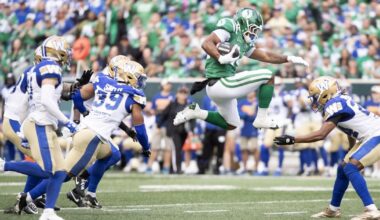 Stevens scores three touchdowns as Saskatchewan Roughriders beat Winnipeg Blue Bombers in OT thriller