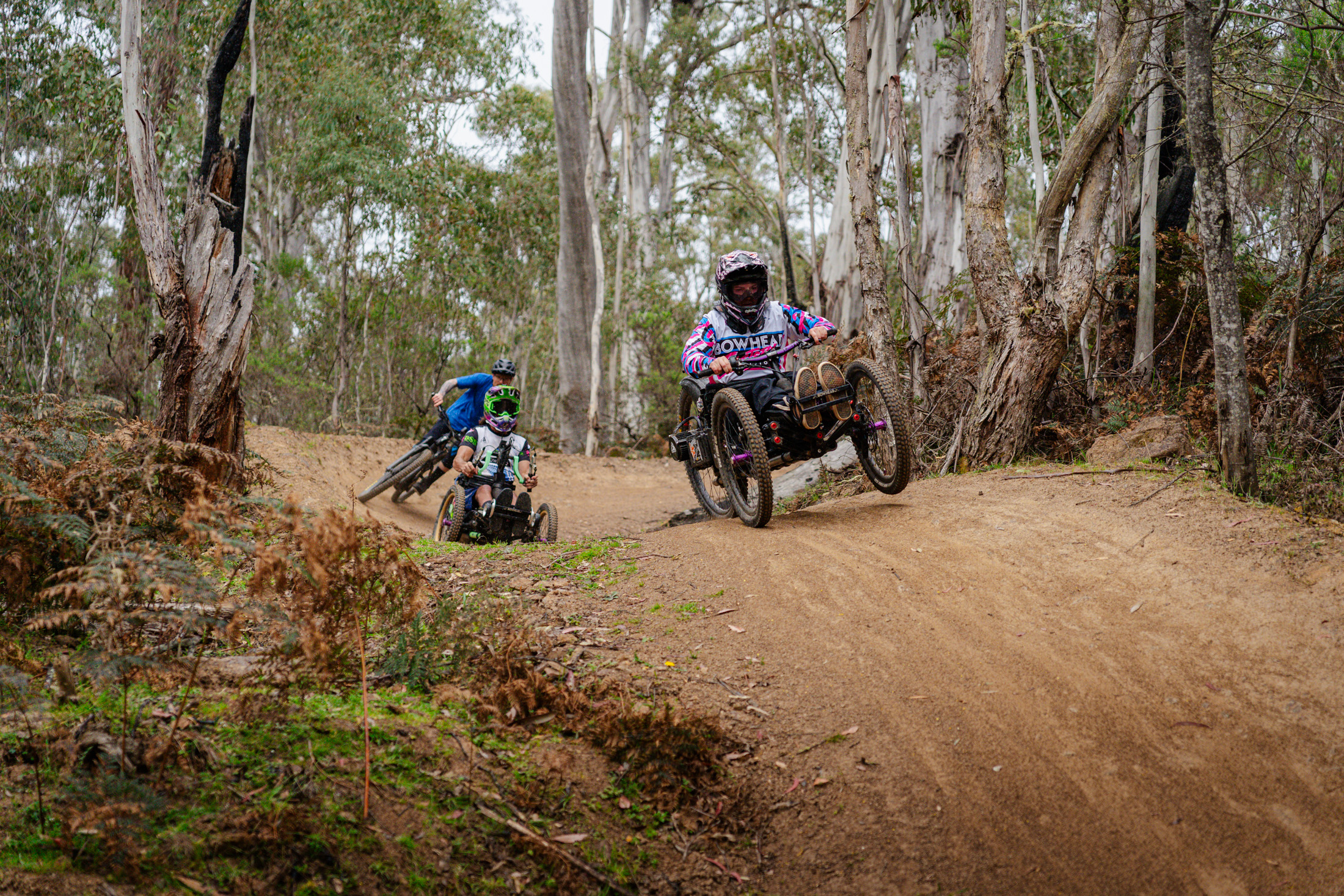 Adaptive mountain bikers at Omeo