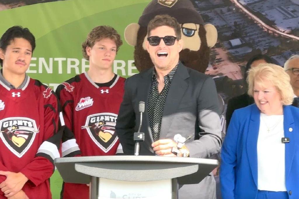 Michael Bublé in Surrey for demolition of Safeway building on arena site