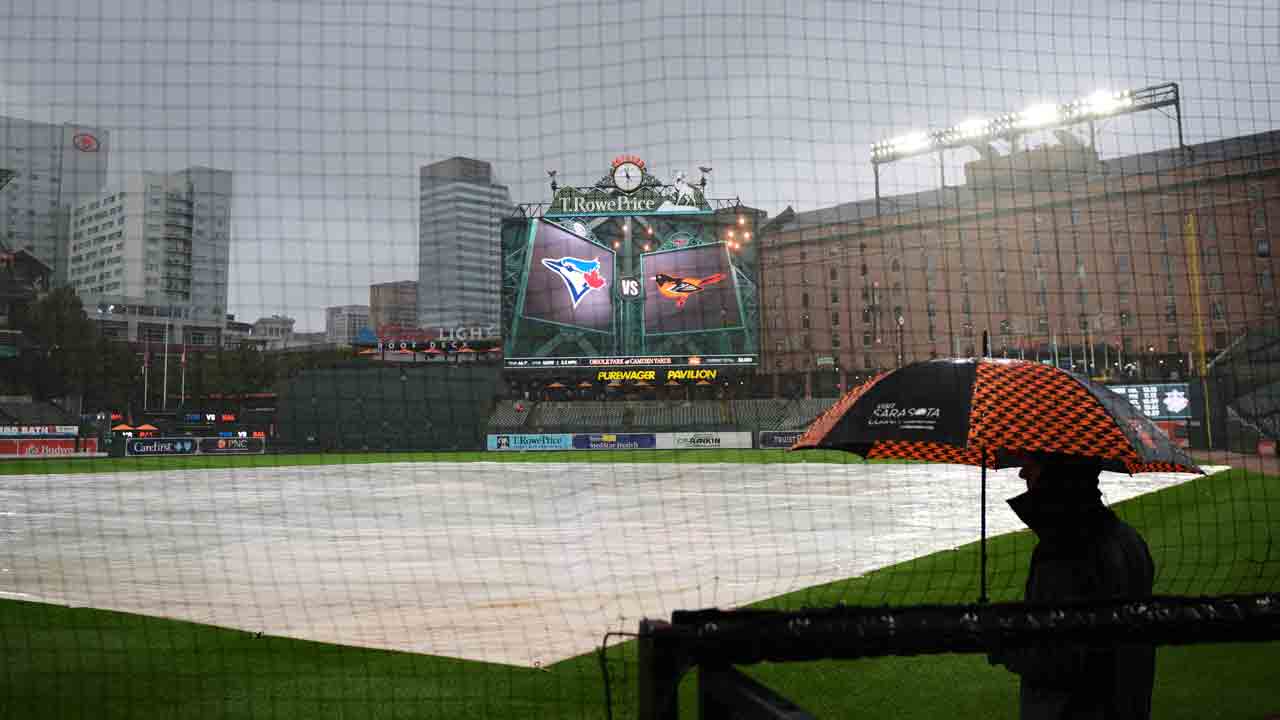 Blue Jays-Orioles series opener delayed due to inclement weather