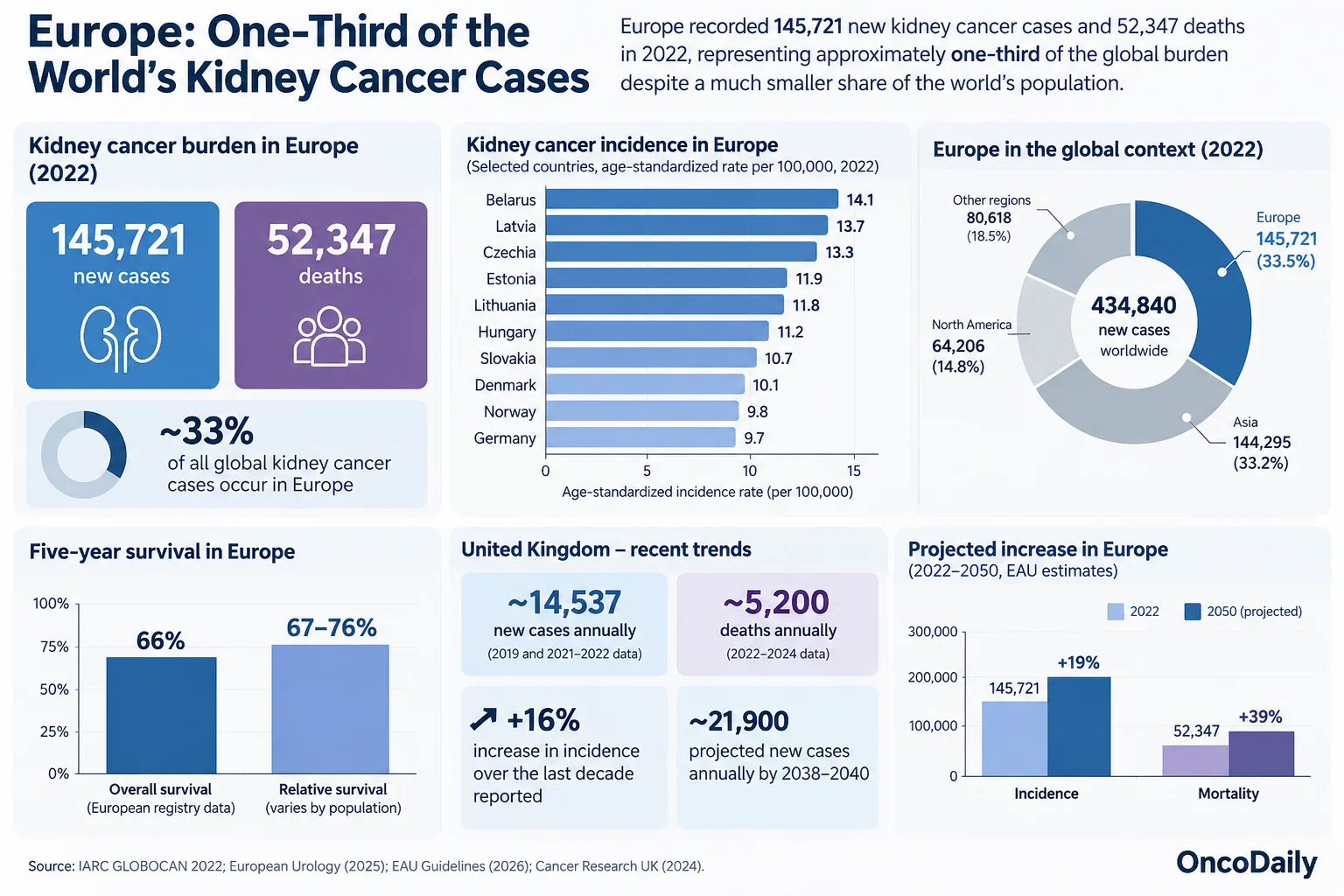 Kidney Cancer in Numbers: Global Burden, Regional Differences and the Road to 2050