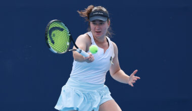 Hot shot: Snigur opens court with angled backhand before hitting forehand winner