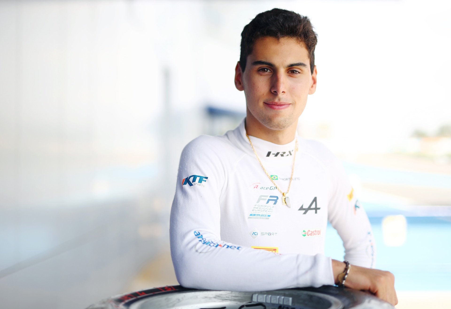 JEREZ DE LA FRONTERA, SPAIN - SEPTEMBER 21: Gabriel Bortoleto of Brazil and Trident (2) poses for a photo during day one of Formula 3 Testing at Circuito de Jerez on September 21, 2022 in Jerez de la Frontera, Spain. (Photo by Joe Portlock - Formula 1/Formula Motorsport Limited via Getty Images)
