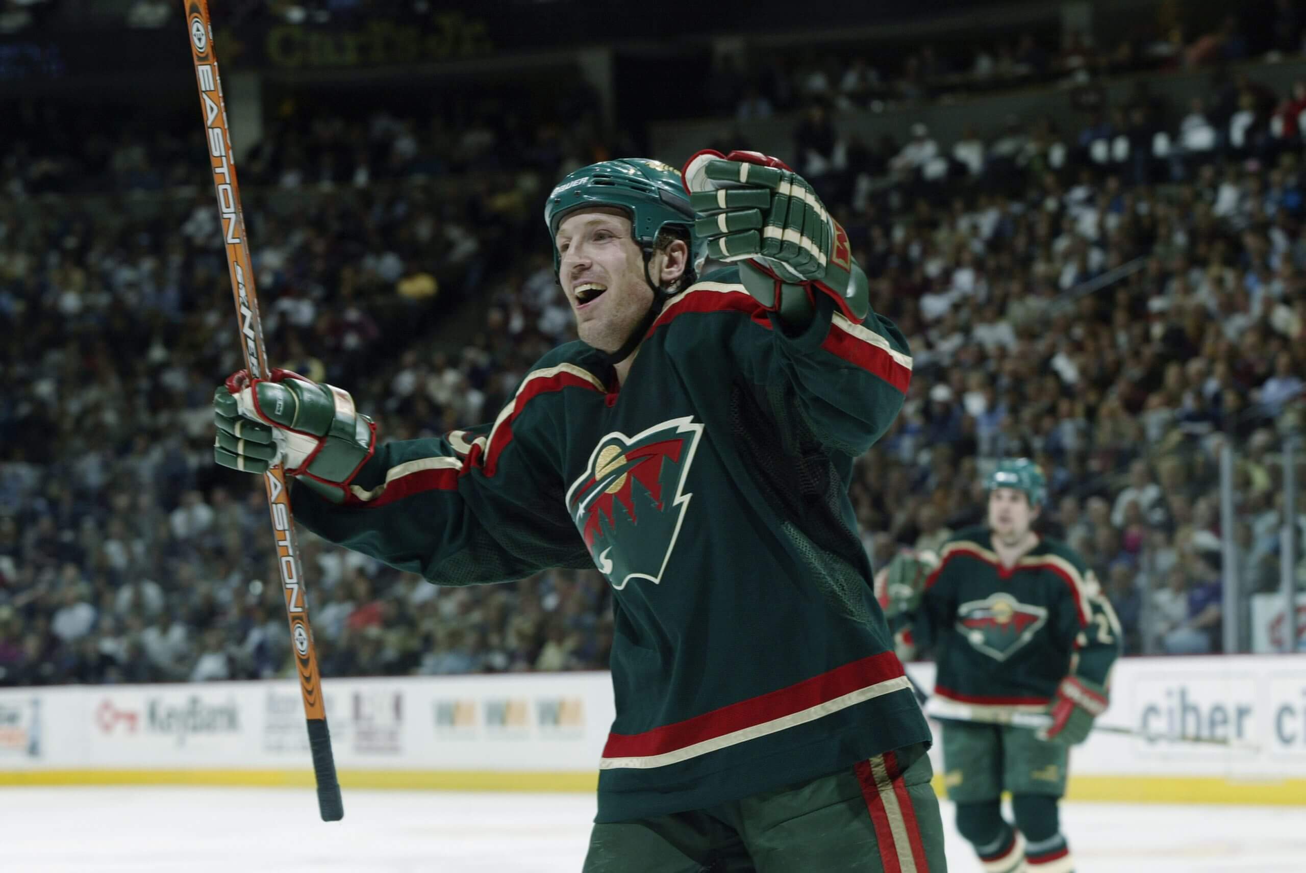 Jason Marshall celebrated a goal as a member of the Minnesota Wild.