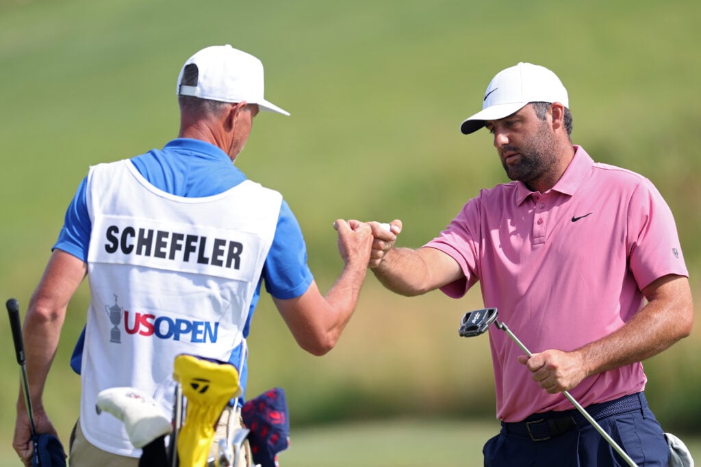 Scottie Scheffler in action during the first round of the U.S. OPEN at Shinnecock Hills