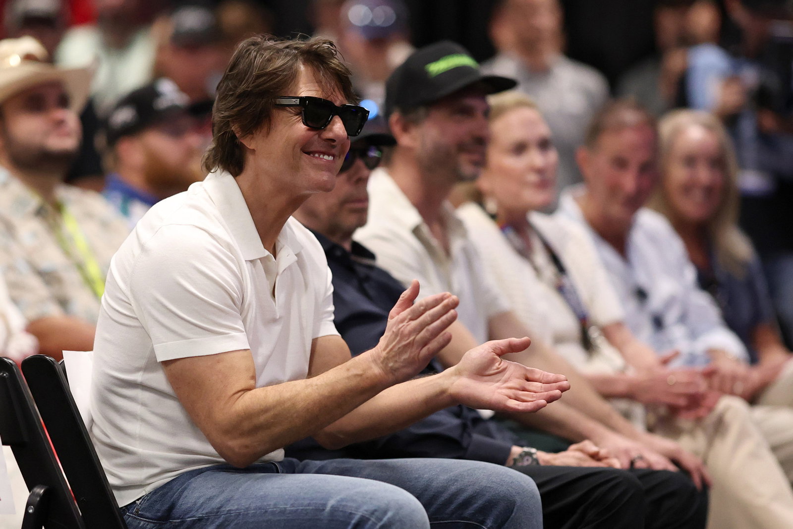 Tom Cruise attended the NASCAR Cup Series drivers meeting before the Coke Zero Sugar 400 at Daytona.