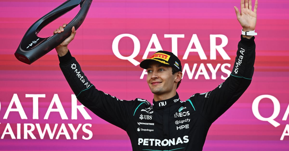 George Russell fights off Max Verstappen to take dominant win at Azerbaijan Grand Prix