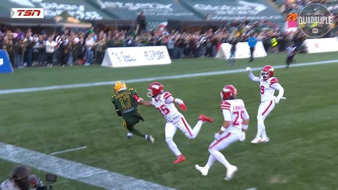 Joe Robustelli five catches for 68 yards and two touchdowns vs CGY SAT Edmonton Elks wide reciever Joe Robustelli made five catches for 68 yards, and two touchdowns against the Calgary Stampeders on Saturday. Credit: (Screengrab/ TSN YouTube)