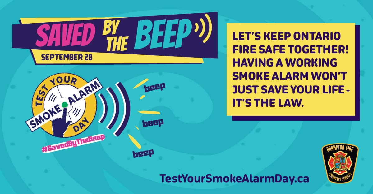 Brampton Fire and Emergency Services encourages residents to test their smoke alarms on Test Your Smoke Alarm Day this September 28