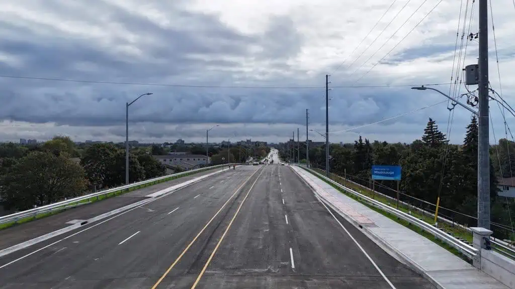 bridge that opened one year ago in mississauga has alleviated traffic.