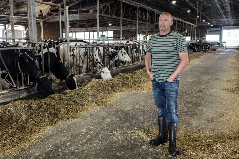 Casey Pruim, owner of Prime Acres Ltd. dairy farm in Abbotsford, British Columbia heads the BC Milk Producers Association in Canada's western province [Ali Mustafa/Al Jazeera]