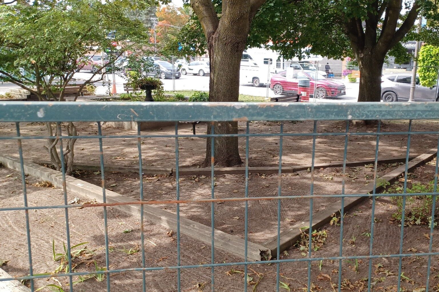 Port Elgin's Police Parkette, formerly occupied by homeless people, is now empty and fenced off.
