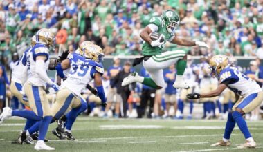 Stevens scores three touchdowns as Roughriders beat Blue Bombers in OT thriller