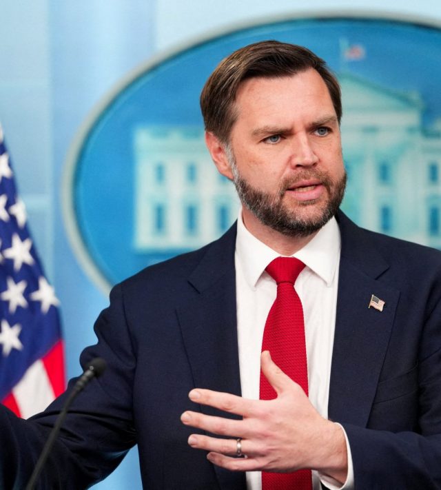 FILE PHOTO: U.S. Vice President JD Vance speaks during a press briefing at the White House in Washington, D.C., U.S., June 18, 2026. REUTERS/Eric Lee/File Photo