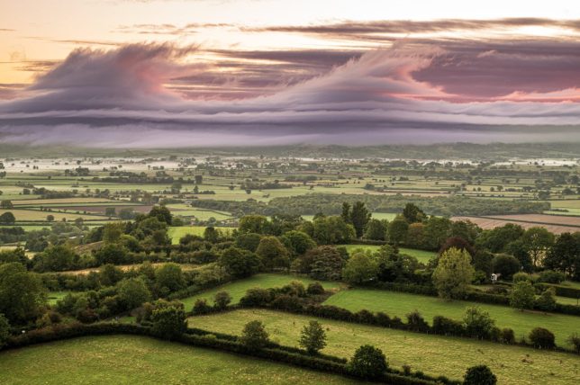 Sunrise Friday (10/9/26) morning at Glastonbury Tor, Somerset. Photo released 11/09/2026