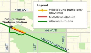 Major traffic pattern change coming to Fraser Hwy between 140th and 96th for 3 months
