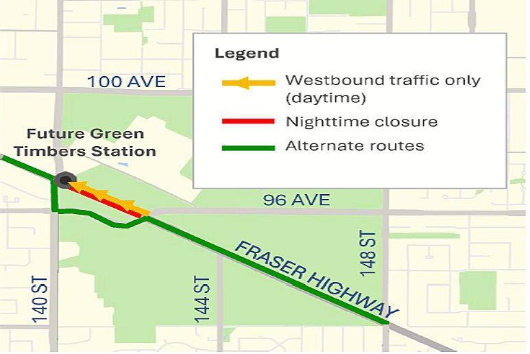 Major traffic pattern change coming to Fraser Hwy between 140th and 96th for 3 months