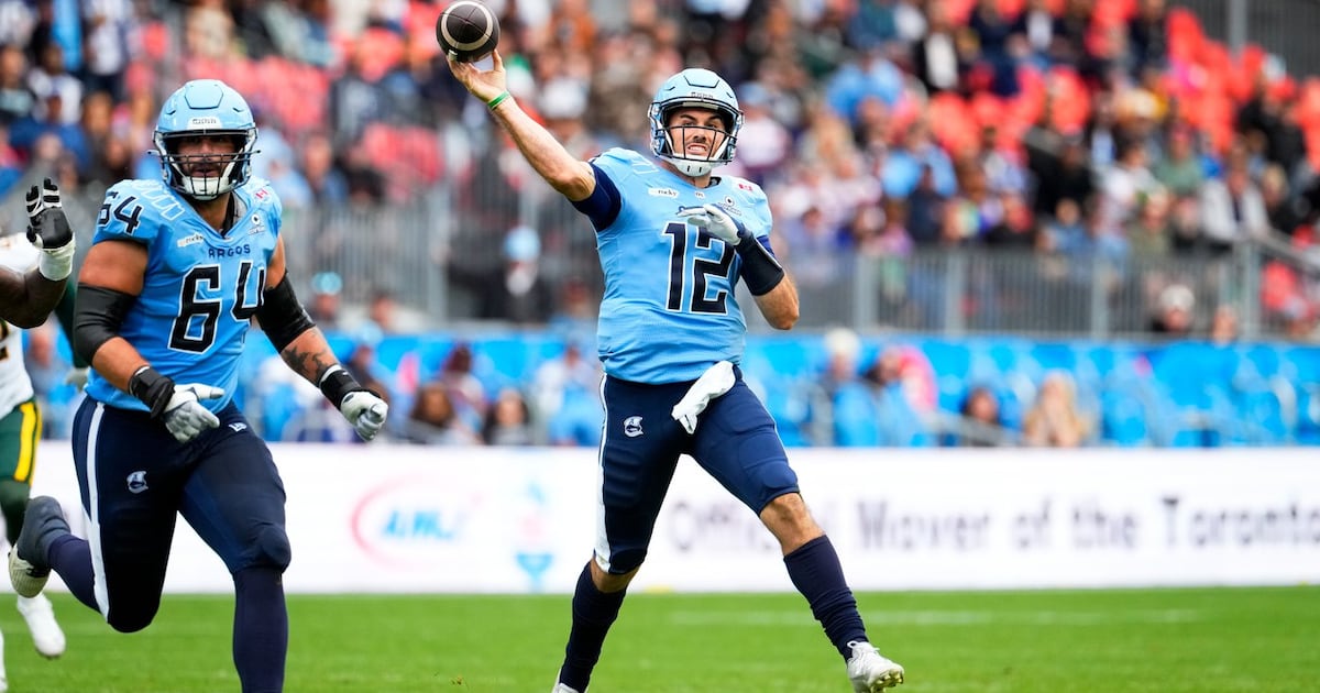 Chad Kelly throws two TD passes as Toronto Argos clinch playoff berth with win over Edmonton Elks