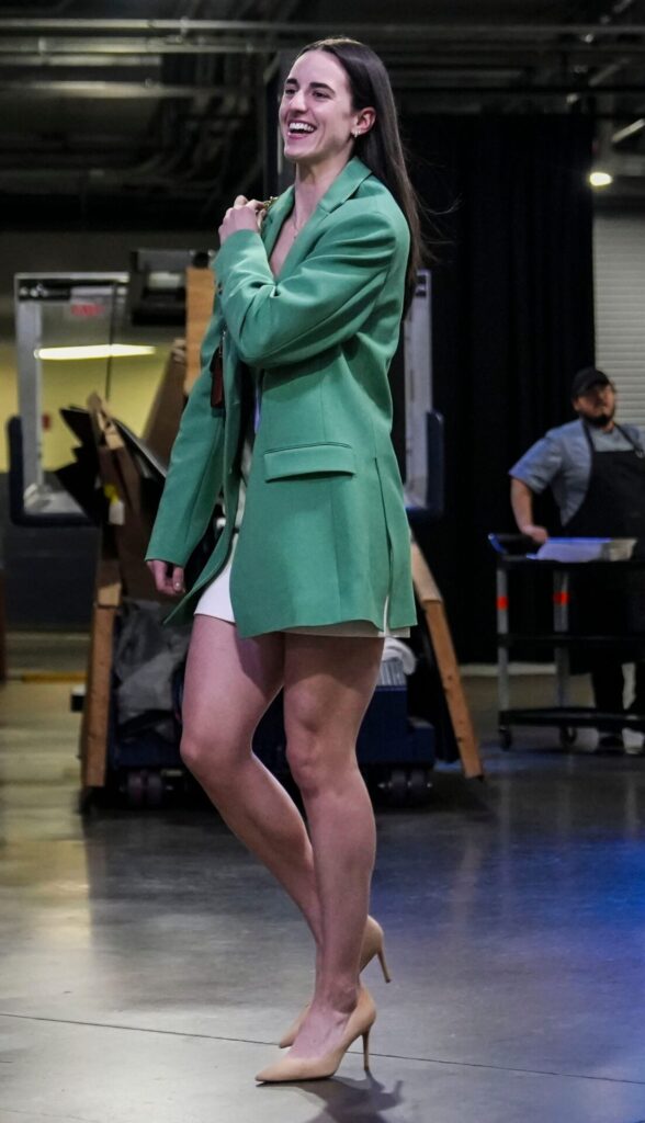 Indiana Fever guard Caitlin Clark (22) arrives Friday, Sept. 6, 2024, before a game between the Indiana Fever and the Minnesota