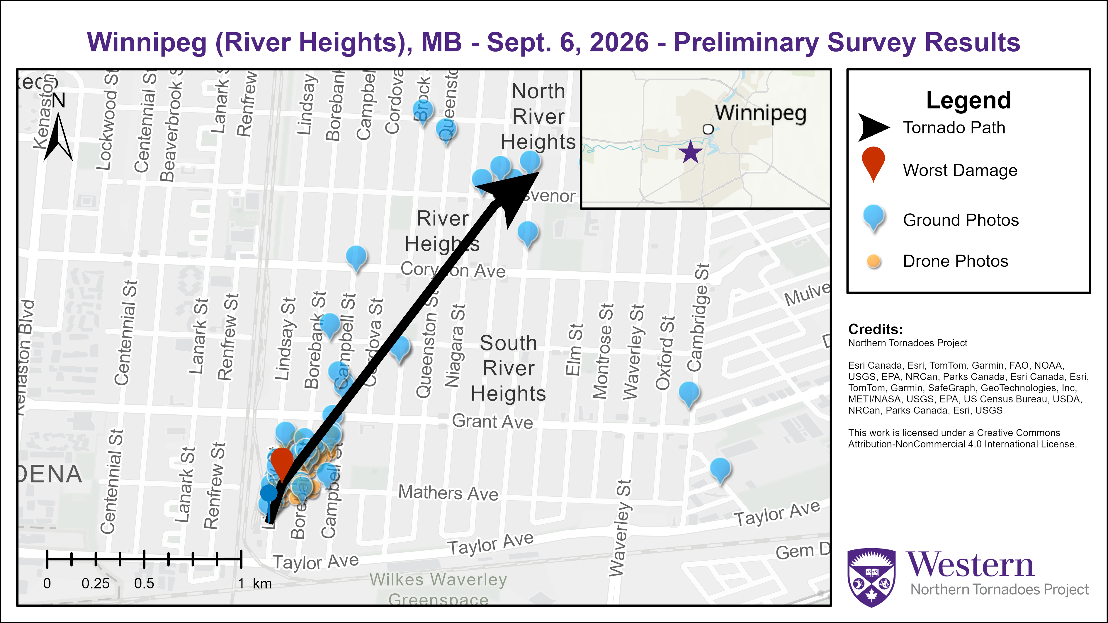 The path of the tornado in River Heights on Sept. 6, 2026