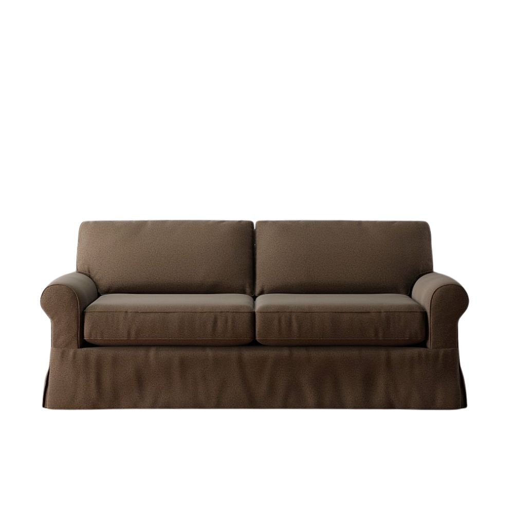 Brown roll arm sofa