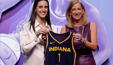 The WNBA has grown immensely since Cathy Engelbert (right) became league commissioner. That has more to do with players like Caitlin Clark than Engelbert.
