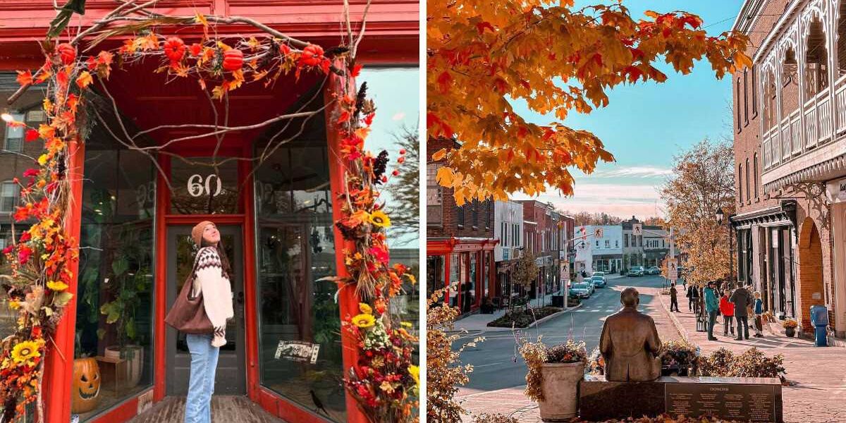 This real-life Hallmark village near Ottawa has cozy autumn streets and fiery fall colours