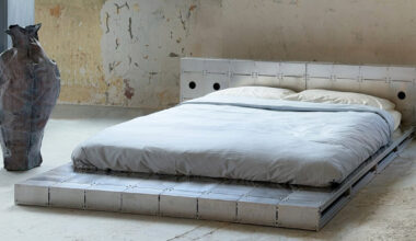 aluminum and steel shape platform architectural bed at paris design week