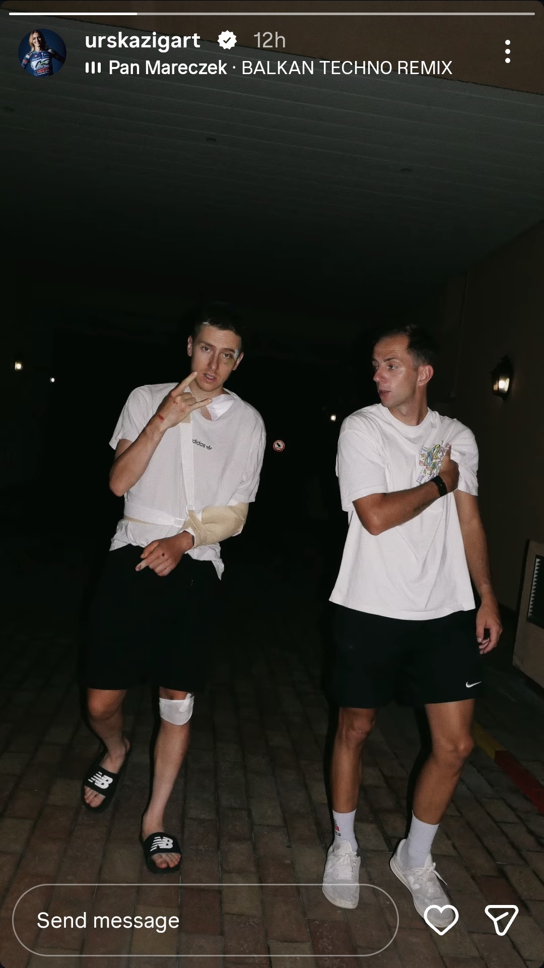 Tadej Pogačar photographed leaving hospital