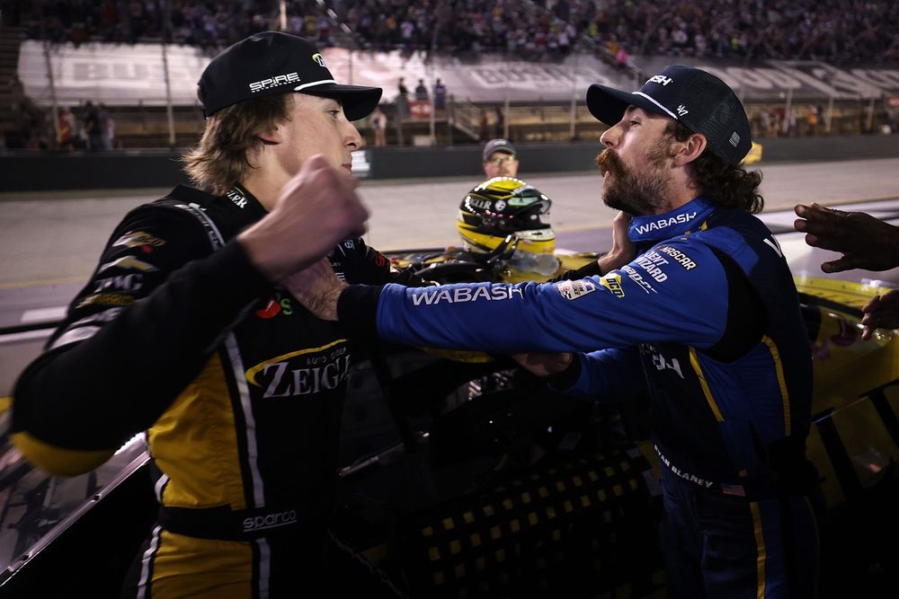 Carson Hocevar and Ryan Blaney fight