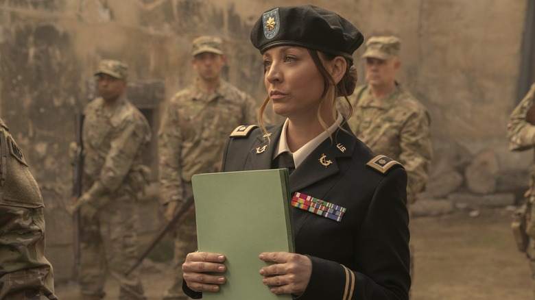 The Big Bang Theory's Kaley Cuoco as Firing Squad Penny in Stuart Fails to Save the Universe Season 1, Episode 8 on HBO Max