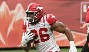 Calgary Stampeders running back Dedrick Mills (26).