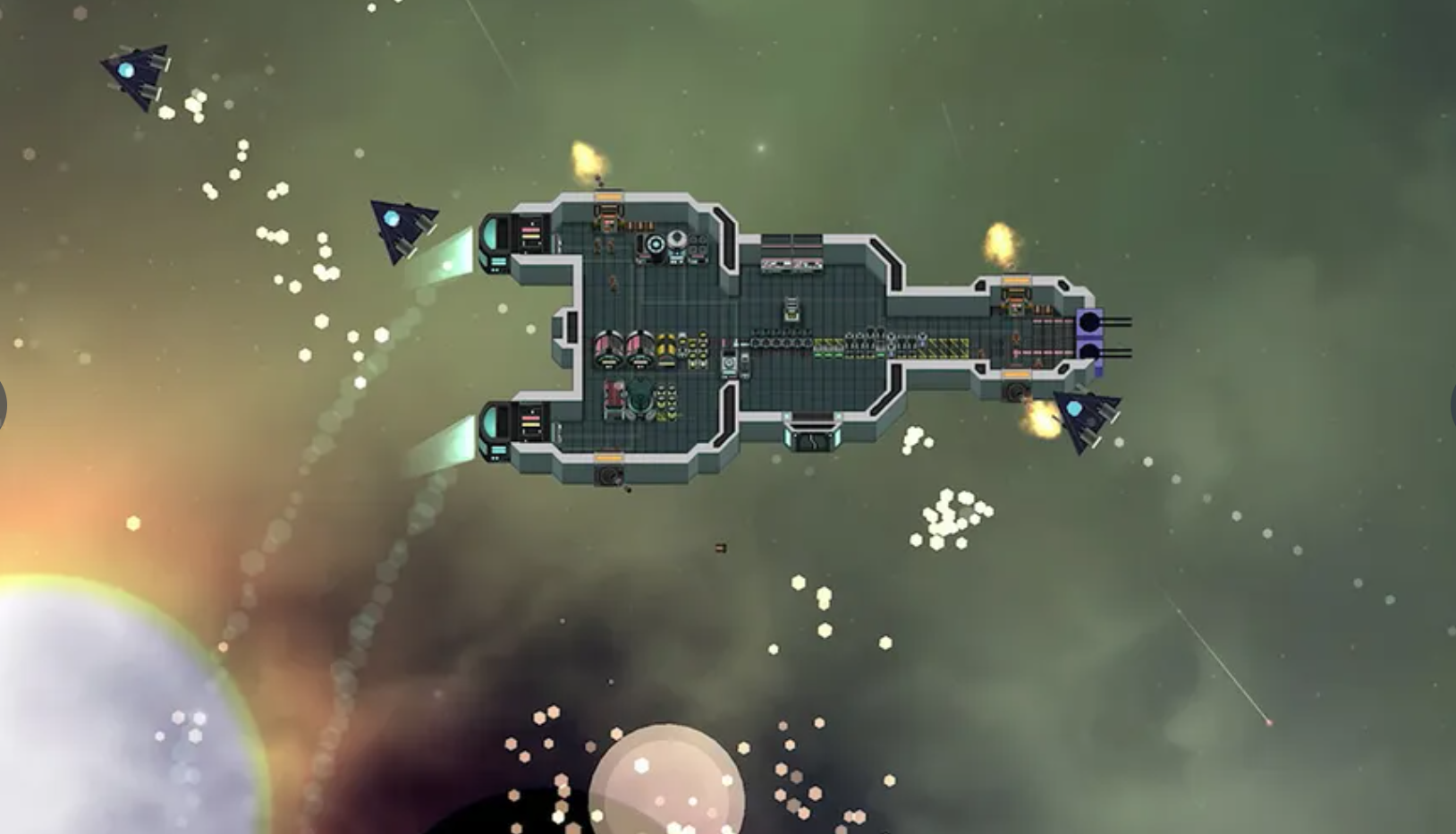 a scene from a 2D space video game