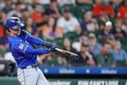 Blue Jays' Ernie Clement hits a two run home run during the 10th inning against the Houston Astros at Daikin Park on Wednesday, Aug. 5, 2026 in Houston.