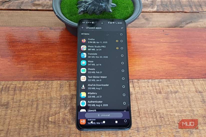 Files by Google showing unused apps sorted with the largest apps at the top