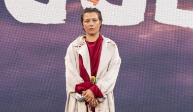 Emma D’Arcy’s scene-stealing duster coat at the ‘Digger’ premiere