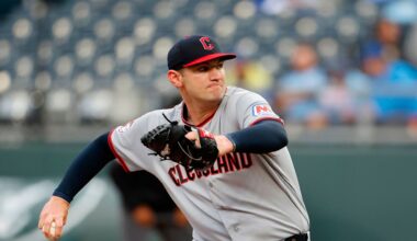 Cleveland Guardians pitcher Gavin Williams delivers to a Kansas City Royals batter during the first inning of a baseball game in Kansas City, Mo., Tuesday, May 5, 2026. (AP Photo/Colin E. Braley)