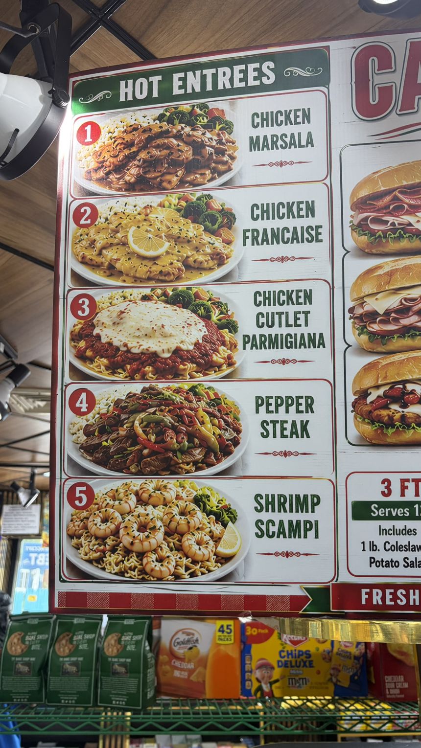 Among the entrees at another bodega was a shrimp scampi dish that looked like something from another planet.