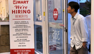 Claims for unemployment benefits drop to 197,000, the lowest since mid-July as layoffs remain rare