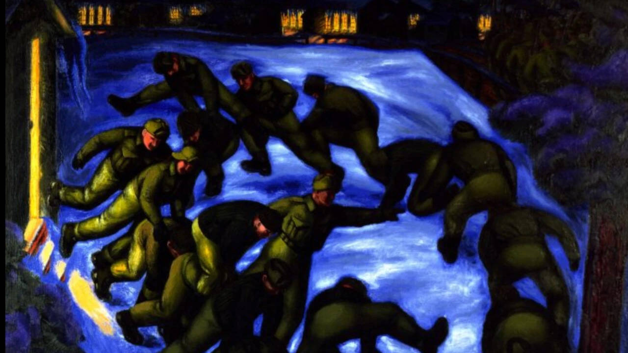 Hughes' wartime work included detailed drawings and paintings of military life Hughes' wartime work included detailed drawings and paintings of military life