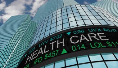 Health Care Medical Stock Market Industry Sector Wall Street Buildings 3d Illustration